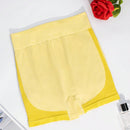 1 pieza shorts de yoga de cintura alta sin costuras amarillos, shorts comodos y transpirables con control de abdomen y levantamiento
