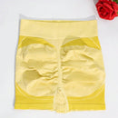 1 pieza shorts de yoga de cintura alta sin costuras amarillos, shorts comodos y transpirables con control de abdomen y levantamiento