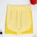 1 pieza shorts de yoga de cintura alta sin costuras amarillos, shorts comodos y transpirables con control de abdomen y levantamiento