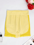 1 pieza shorts de yoga de cintura alta sin costuras amarillos, shorts comodos y transpirables con control de abdomen y levantamiento