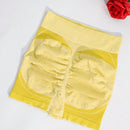 1 pieza shorts de yoga de cintura alta sin costuras amarillos, shorts comodos y transpirables con control de abdomen y levantamiento