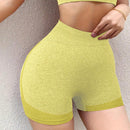 1 pieza shorts de yoga de cintura alta sin costuras amarillos, shorts comodos y transpirables con control de abdomen y levantamiento