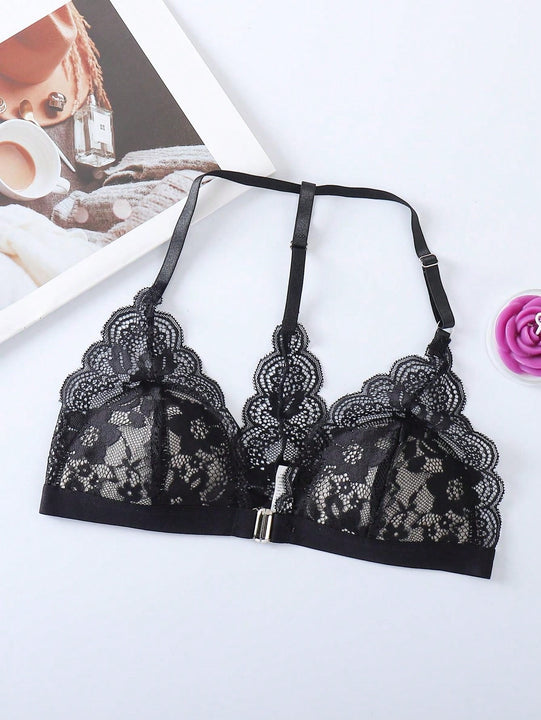 Sujetadores de copa fina, comodos, transpirables y sexys con encaje delantero y sin relleno para mujer
