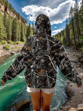 Ezwear sudadera con capucha informal con estampado de paisaje y letras oversize para otono e invierno
