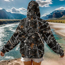 Ezwear sudadera con capucha informal con estampado de paisaje y letras oversize para otono e invierno