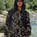 Ezwear sudadera con capucha informal con estampado de paisaje y letras oversize para otono e invierno