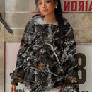 Ezwear sudadera con capucha informal con estampado de paisaje y letras oversize para otono e invierno