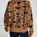 Essnce cardigan de manga larga con hombros caidos y estampado de leopardo para mujer, otono/invierno