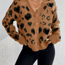 Essnce cardigan de manga larga con hombros caidos y estampado de leopardo para mujer, otono/invierno