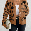 Essnce cardigan de manga larga con hombros caidos y estampado de leopardo para mujer, otono/invierno