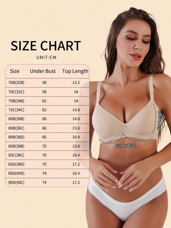 Conjunto de 6 sujetadores sin costuras con relleno - comodo y elevador, con soporte de aro ajustable - coleccion de lenceria suave para mujer de uso diario