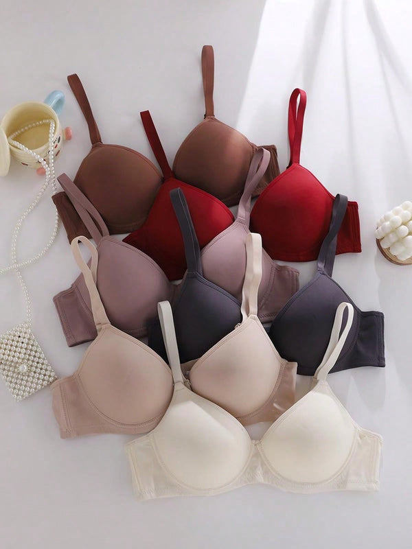 Paquete de 6 sujetadores sin costuras ultrasuaves y de push up - intimos tipo camiseta comodos y de uso diario, con soporte para mujeres - set de valor versatil en estilo sencillo