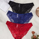 Set de 3 bragas minimalistas y romanticas de encaje para mujer