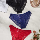 Set de 3 bragas minimalistas y romanticas de encaje para mujer
