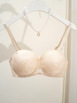 Set de 3 piezas de ropa interior de mujer de unicolor con encaje y acolchado comodo