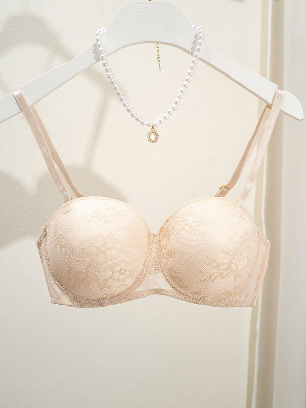 Set de 3 piezas de ropa interior de mujer de unicolor con encaje y acolchado comodo
