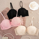 Set de 3 piezas de ropa interior de mujer de unicolor con encaje y acolchado comodo