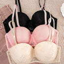 Set de 3 piezas de ropa interior de mujer de unicolor con encaje y acolchado comodo