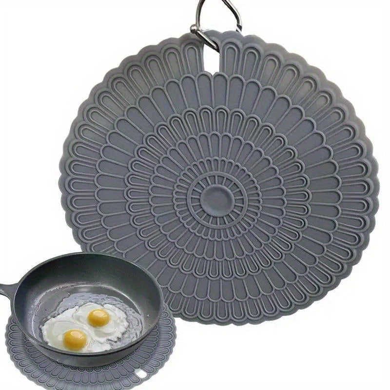 1pc Alfombrilla de Silicona Gris Premium para Cocina de Inducción - Antideslizante, Resistente al Calor, Fácil de Limpiar, Cubierta para Estufa, Compatible con la Mayoría de Cocinas, 22.0cm