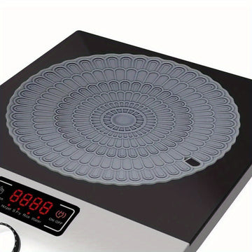 1pc Alfombrilla de Silicona Gris Premium para Cocina de Inducción - Antideslizante, Resistente al Calor, Fácil de Limpiar, Cubierta para Estufa, Compatible con la Mayoría de Cocinas, 22.0cm