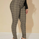 Sxy pantalones con cinturon de tela escocesa de talle alto sexy