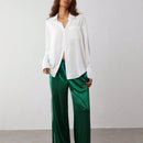 Trndy pantalones casuales de mujer con cintura elastica y rayas laterales de estilo retro