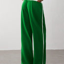 Trndy pantalones anchos de mujer con bloques de color y rayas de estilo deportivo de talla baja, corte holgado adecuado para otono/invierno