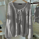 Frenchy cardigan de punto unicolor de color rosa palido con cinturon delantero, se puede usar sobre una camiseta