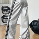 Coolane pantalones anchos con cinta lateral de piel de pu, adecuados para todas las temporadas