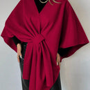 Clasi capa abrigo de lana asimetrica y holgada de diseno de moda de un solo color, para otono/invierno