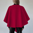 Clasi capa abrigo de lana asimetrica y holgada de diseno de moda de un solo color, para otono/invierno