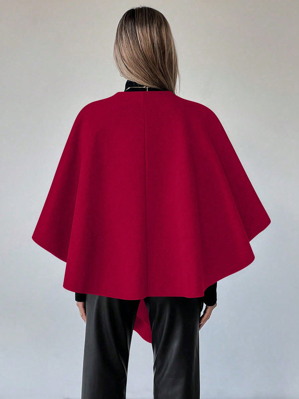 Clasi capa abrigo de lana asimetrica y holgada de diseno de moda de un solo color, para otono/invierno