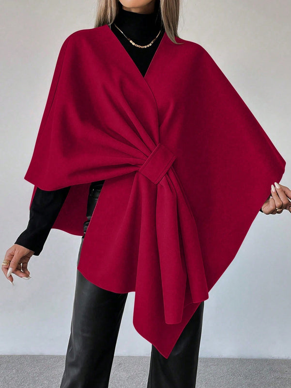 Clasi capa abrigo de lana asimetrica y holgada de diseno de moda de un solo color, para otono/invierno