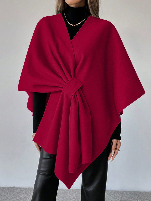 Clasi capa abrigo de lana asimetrica y holgada de diseno de moda de un solo color, para otono/invierno