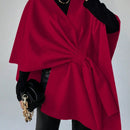 Clasi capa abrigo de lana asimetrica y holgada de diseno de moda de un solo color, para otono/invierno