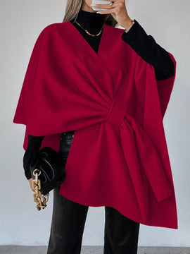 Clasi capa abrigo de lana asimetrica y holgada de diseno de moda de un solo color, para otono/invierno
