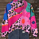 Lune sudadera con capucha de estampado floral vintage todo sobre en estilo minimalista casual, adecuada para otono/invierno