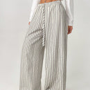 Petite pantalones holgados de pierna ancha a rayas con amarre delantero, ropa casual