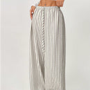 Petite pantalones holgados de pierna ancha a rayas con amarre delantero, ropa casual