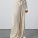 Tall pantalones casuales de pierna ancha tejidos de color albaricoque para mujer