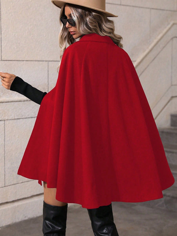 Clasi abrigo suelto con doble botonadura de moda para mujer en otono