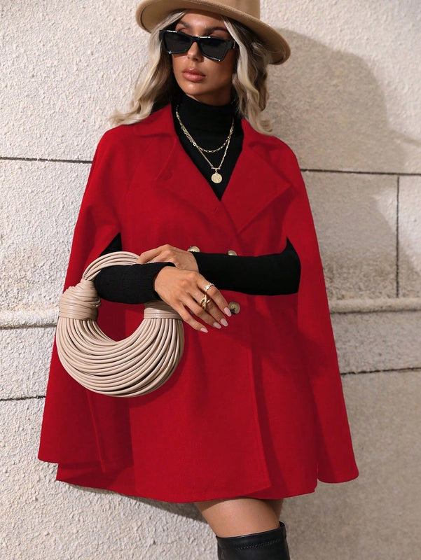 Clasi abrigo suelto con doble botonadura de moda para mujer en otono