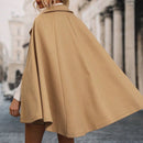 Clasi abrigo suelto con doble botonadura de moda para mujer en otono