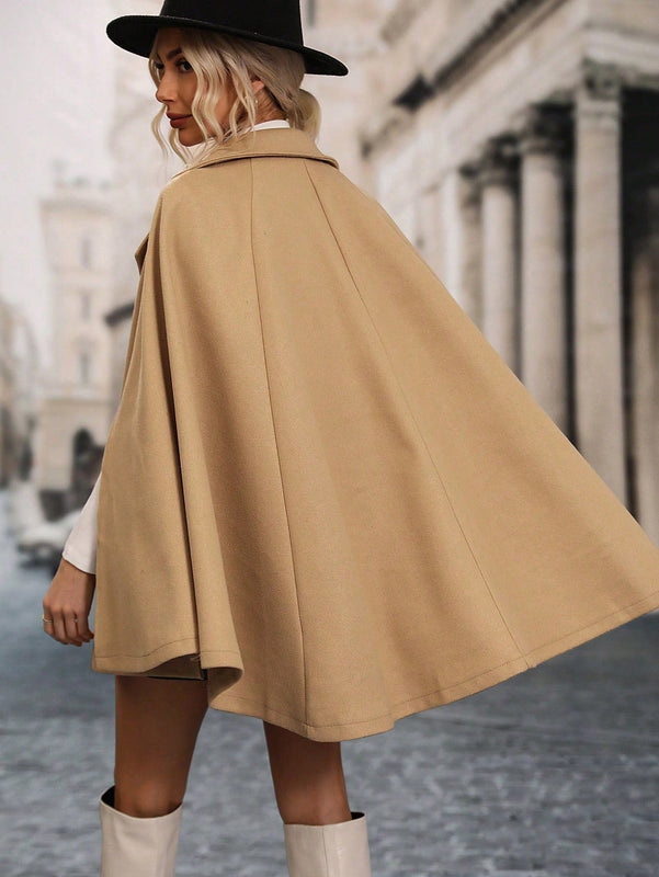 Clasi abrigo suelto con doble botonadura de moda para mujer en otono