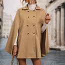 Clasi abrigo suelto con doble botonadura de moda para mujer en otono