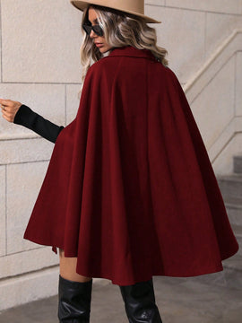 Clasi abrigo suelto con doble botonadura de moda para mujer en otono