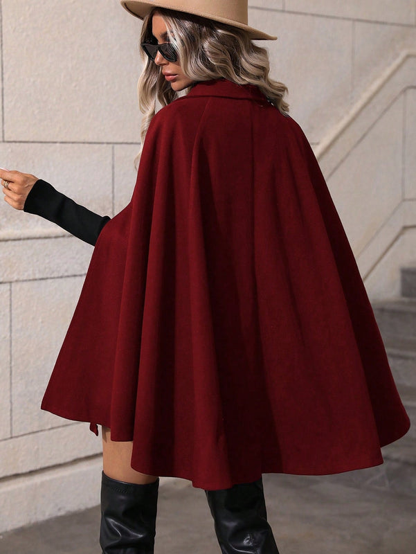 Clasi abrigo suelto con doble botonadura de moda para mujer en otono