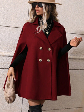 Clasi abrigo suelto con doble botonadura de moda para mujer en otono