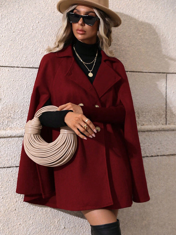 Clasi abrigo suelto con doble botonadura de moda para mujer en otono