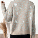 Essnce cardigan informal con botones al frente y hombros caidos con estampado de leopardo, apropiado para otono/invierno